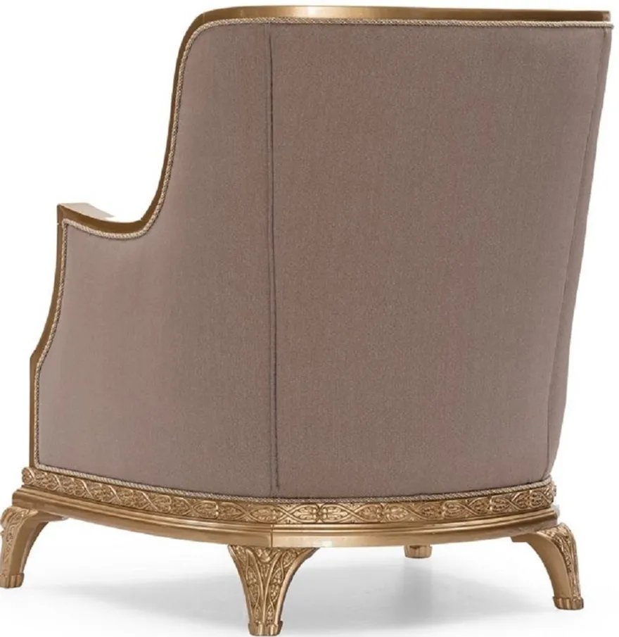 Casa Padrino Luxus Barock Wohnzimmer Set Grau / Braun / Gold - 2 Sofas & 2 Sessel & 1 Couchtisch & 2 Beistelltische - Handgefertigte Luxus Wohnzimmer Möbel im Barockstil - Edel & Prunkvoll