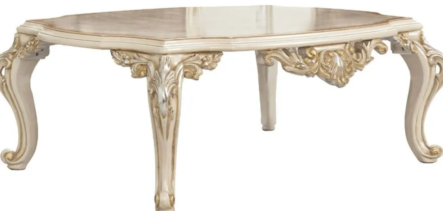Casa Padrino Luxus Barock Wohnzimmer Set Grau / Braun / Weiß / Gold / Silber - 2 Sofas & 2 Sessel & 1 Couchtisch - Handgefertigte Barock Wohnzimmer Möbel - Edel & Prunkvoll