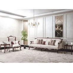 Casa Padrino Luxus Barock Wohnzimmer Sofa Weiß / Dunkelbraun 260 cm - Barock Möbel
