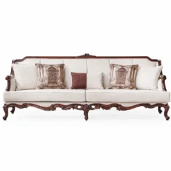 Casa Padrino Luxus Barock Wohnzimmer Sofa Weiß / Dunkelbraun 260 cm - Barock Möbel