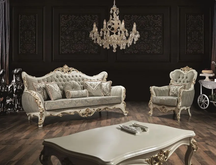 Casa Padrino Luxus Barock Wohnzimmertisch Weiß / Gold 115 x 80 x H. 50 cm - Edler Massivholz Couchtisch im Barockstil - Barock Wohnzimmermöbel
