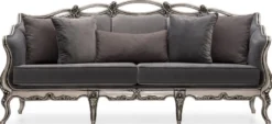 Casa Padrino Luxus Barock Wohnzimmer Set Grau / Silber - 2 Barock Sofas & 2 Barock Sessel & 1 Barock Couchtisch - Handgefertigte Wohnzimmer Möbel im Barockstil - Edel & Prunkvoll