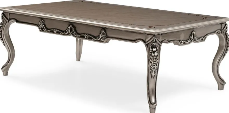 Casa Padrino Luxus Barock Wohnzimmer Set Grau / Silber - 2 Barock Sofas & 2 Barock Sessel & 1 Barock Couchtisch - Handgefertigte Wohnzimmer Möbel im Barockstil - Edel & Prunkvoll
