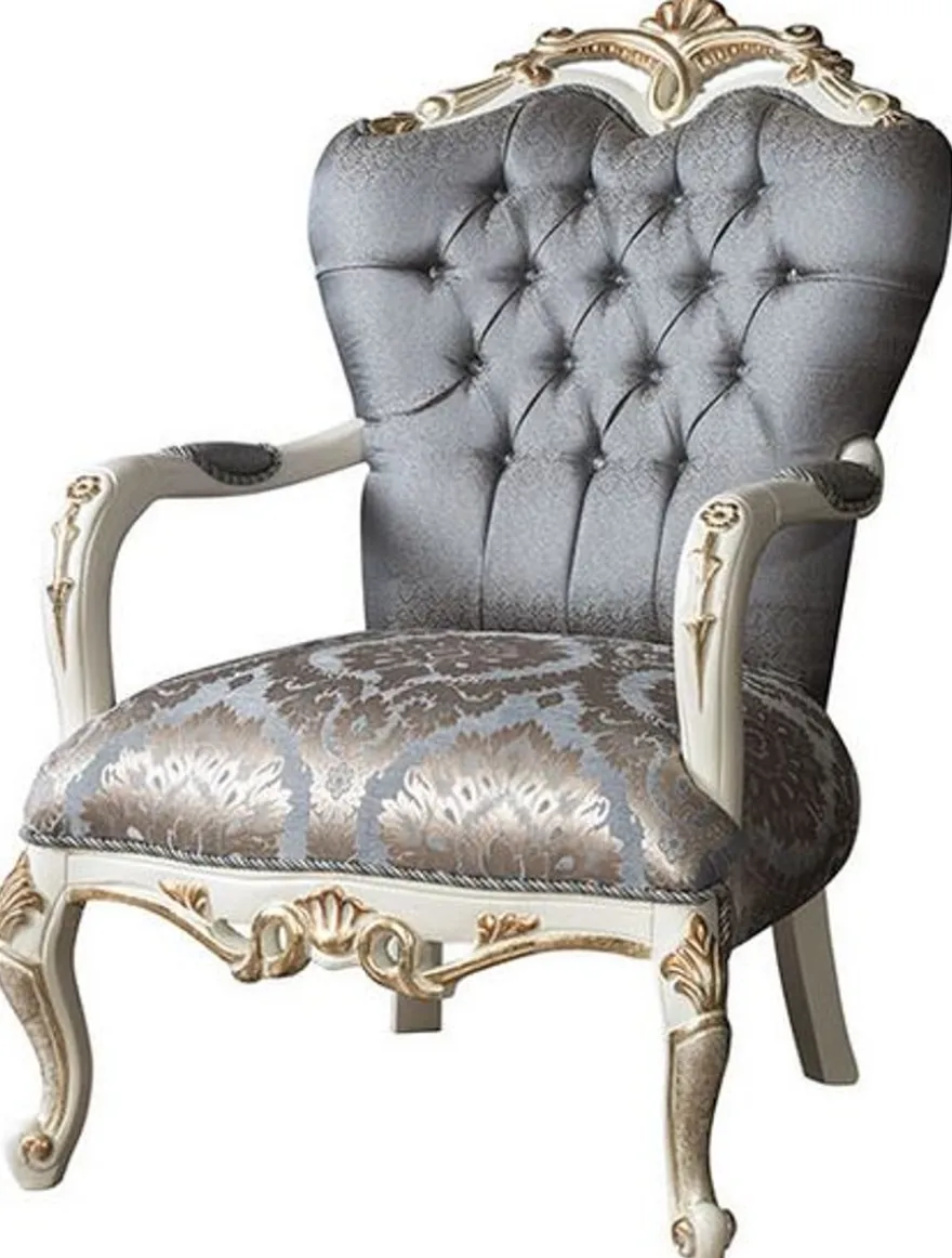 Casa Padrino Luxus Barock Wohnzimmer Set Blau / Weiß / Gold - 2 Sofas & 2 Sessel & 1 Couchtisch - Möbel im Barockstil - Edel & Prunkvoll