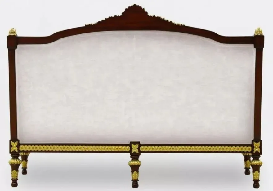 Casa Padrino Luxus Barock Wohnzimmer 2er Sofa Grau / Dunkelbraun / Gold - Handgefertigtes Barockstil Sofa - Luxus Wohnzimmer Möbel im Barockstil - Barock Möbel - Edel & Prunkvoll