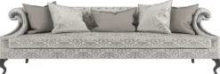 Casa Padrino Luxus Barock Wohnzimmer Set Silber / Grau / Schwarz - 2 Sofas & 2 Sessel & 1 Couchtisch & 2 Beistelltische - Wohnzimmermöbel im Barockstil - Edle Barock Möbel