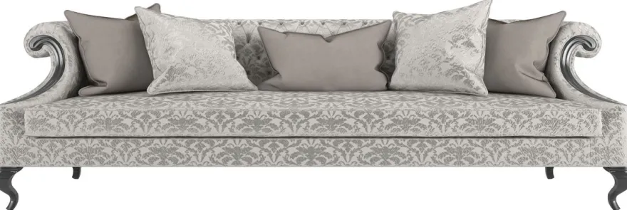 Casa Padrino Luxus Barock Wohnzimmer Set Silber / Grau / Schwarz - 2 Sofas & 2 Sessel & 1 Couchtisch & 2 Beistelltische - Wohnzimmermöbel im Barockstil - Edle Barock Möbel