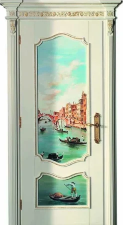 Casa Padrino Luxus Barock Wohnungstür Weiß / Mehrfarbig / Gold 126 cm - Made in Italy