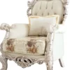 Casa Padrino Luxus Barock Wohnzimmer Sessel Cremefarben / Beige / Mehrfarbig / Antik Weiß - Prunkvoller Sessel mit elegantem Muster - Handgefertigte Barock Wohnzimmer Möbel
