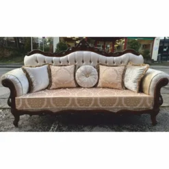 Casa Padrino Luxus Barock Wohnzimmer Set Silber / Dunkelbraun - Barockstil Möbel