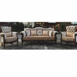 Casa Padrino Luxus Barock Wohnzimmer Set Silber / Dunkelbraun - Barockstil Möbel