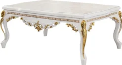 Casa Padrino Luxus Barock Wohnzimmer Set Gold / Silber / Braun / Weiß / Gold - 2 Barock Sofas & 2 Barock Sessel & 1 Barock Couchtisch - Luxus Wohnzimmer Möbel im Barockstil - Barock Möbel