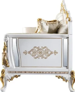 Casa Padrino Luxus Barock Wohnzimmer Set Gold / Silber / Braun / Weiß / Gold - 2 Barock Sofas & 2 Barock Sessel & 1 Barock Couchtisch - Luxus Wohnzimmer Möbel im Barockstil - Barock Möbel