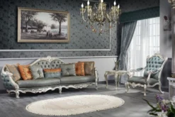 Casa Padrino Luxus Barock Wohnzimmer Set - 1 Chesterfield Sofa & 1 Chesterfield Thron Sessel & 1 Beistelltisch - Barock Wohnzimmermöbel