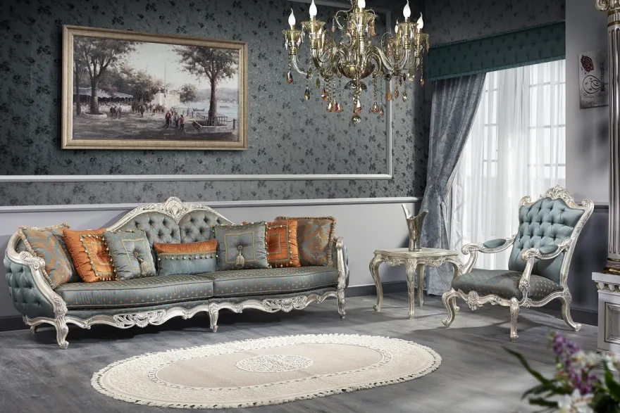 Casa Padrino Luxus Barock Wohnzimmer Set - 1 Chesterfield Sofa & 1 Chesterfield Thron Sessel & 1 Beistelltisch - Barock Wohnzimmermöbel