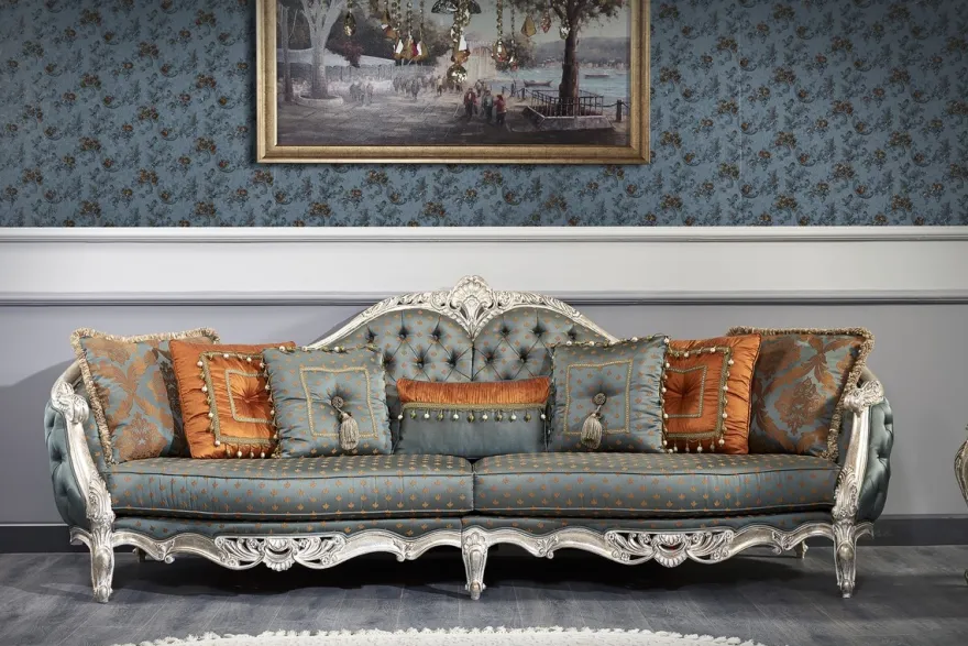 Casa Padrino Luxus Barock Wohnzimmer Set - 1 Chesterfield Sofa & 1 Chesterfield Thron Sessel & 1 Beistelltisch - Barock Wohnzimmermöbel
