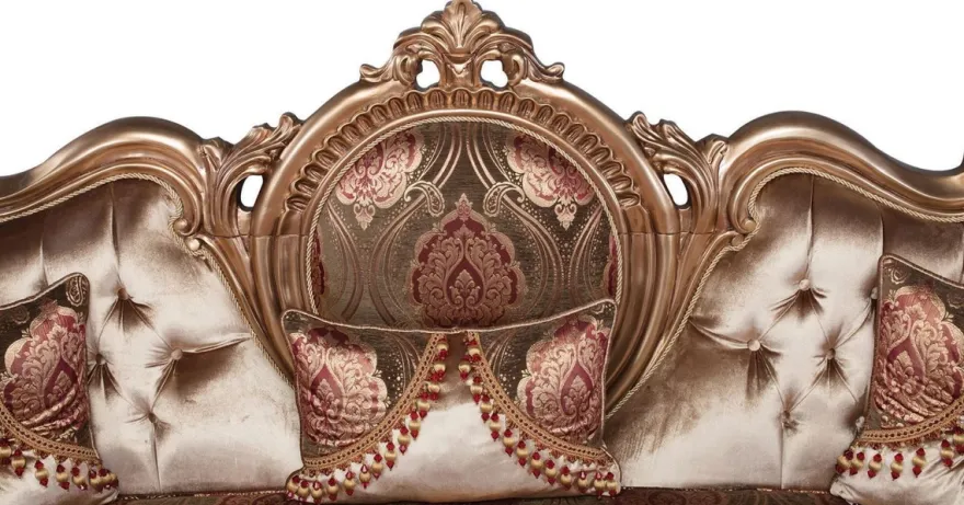 Casa Padrino Luxus Barock Wohnzimmer Set Bronze / Braun / Bordeauxrot - 1 Sofa & 2 Sessel & 1 Couchtisch - Prunkvolle Wohnzimmermöbel im Barockstil