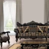 Casa Padrino Luxus Barock Wohnzimmer Sessel Schwarz / Gold - Prunkvoller Sessel mit elegantem Muster - Handgefertigte Barock Wohnzimmer Möbel