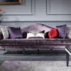 Casa Padrino Luxus Barock Wohnzimmer Set Lila / Schwarz / Silber - 2 Sofas & 2 Sessel & 1 Couchtisch & 2 Beistelltische - Barockmöbel
