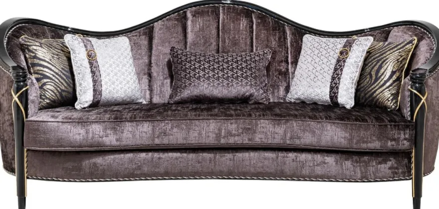 Casa Padrino Luxus Barock Wohnzimmer Set Silber / Lila / Schwarz / Gold
