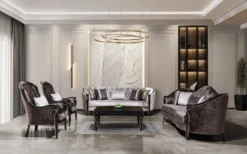 Casa Padrino Luxus Barock Wohnzimmer Set Silber / Lila / Schwarz / Gold