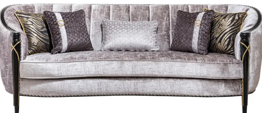 Casa Padrino Luxus Barock Wohnzimmer Set Silber / Lila / Schwarz / Gold