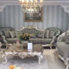 Casa Padrino Luxus Barock Wohnzimmer Sofa Grün / Weiß / Gold - Handgefertigte Barock Wohnzimmer Möbel - Edel & Prunkvoll