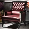 Casa Padrino Luxus Barock Wohnzimmer Leder Sessel Bordeauxrot / Schwarz / Silber 76 x 75 x H. 104 cm - Barockmöbel