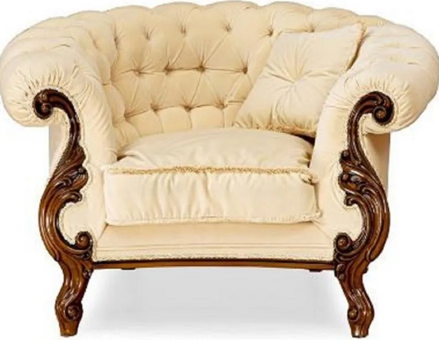 Casa Padrino Luxus Barock Wohnzimmer Set Creme / Braun - 2 Barock Sofas & 2 Barock Sessel & 1 Barock Couchtisch - Luxus Wohnzimmer Möbel im Barockstil - Edel & Prunkvoll