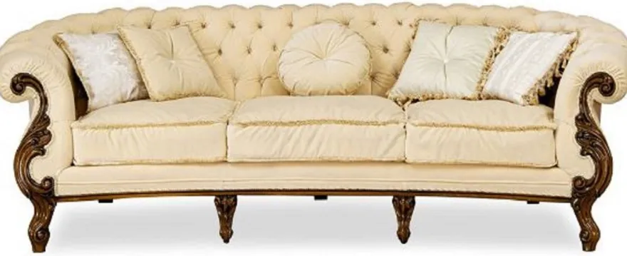 Casa Padrino Luxus Barock Wohnzimmer Set Creme / Braun - 2 Barock Sofas & 2 Barock Sessel & 1 Barock Couchtisch - Luxus Wohnzimmer Möbel im Barockstil - Edel & Prunkvoll