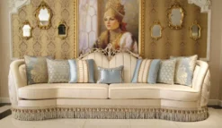 Casa Padrino Luxus Barock Wohnzimmer Set - 2 Sofas & 2 Sessel & 1 Couchtisch & 2 Beistelltische - Wohnzimmer Möbel im Barockstil - Edel & Prunkvoll