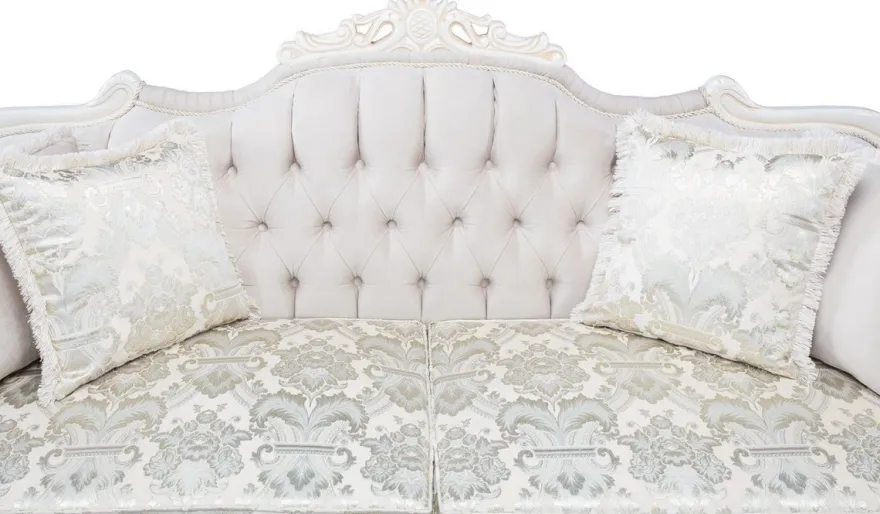 Casa Padrino Luxus Barock Wohnzimmer Sofa mit dekorativen Kissen Hellrosa / Weiß / Beige 230 x 90 x H. 110 cm - Barock Möbel