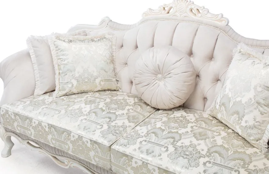 Casa Padrino Luxus Barock Wohnzimmer Sofa mit dekorativen Kissen Hellrosa / Weiß / Beige 230 x 90 x H. 110 cm - Barock Möbel