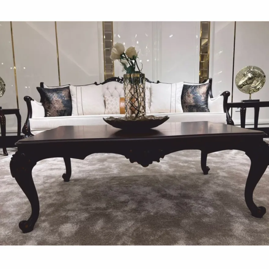 Casa Padrino Luxus Barock Wohnzimmer Sofa Weiß / Dunkelbraun 252 cm - Barock Möbel