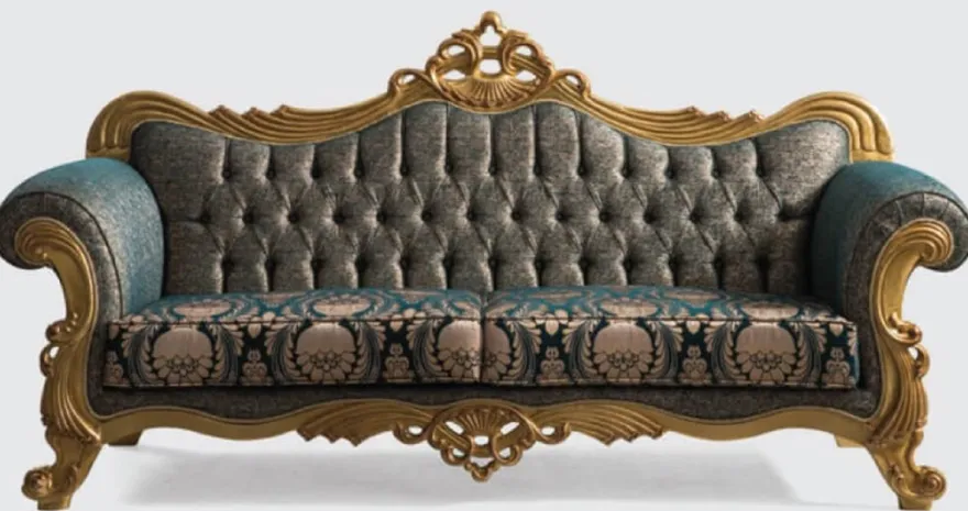 Casa Padrino Luxus Barock Wohnzimmer Set Grün / Gold - 2 Sofas & 2 Sessel & 1 Couchtisch - Handgefertigte Wohnzimmer Möbel im Barockstil - Edel & Prunkvoll