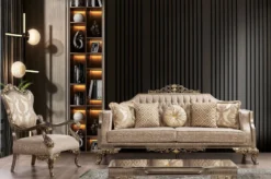 Casa Padrino Luxus Barock Wohnzimmer Sessel Grau / Beige / Silber / Gold - Prunkvoller Sessel mit Muster - Handgefertigte Barock Wohnzimmer Möbel
