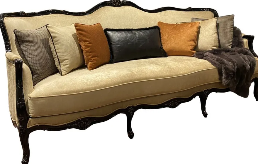 Casa Padrino Luxus Barock Wohnzimmer Sofa Gold / Schwarz / Antik Gold 230 x 90 x H. 105 cm - Hochwertige Wohnzimmer Möbel im Barockstil - Edel & Prunkvoll