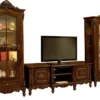 Casa Padrino Luxus Barock Wohnzimmer Set Dunkelbraun - 1 Barock TV Schrank & 2 Barock Vitrinen - Luxus Wohnzimmer Möbel im Barockstil - Barock Möbel - Edel & Prunkvoll