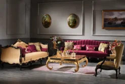 Casa Padrino Luxus Barock Wohnzimmer Set - 2 Sofas & 2 Sessel & 1 Couchtisch - Barock Möbel - Edel & Prunkvoll - Luxus Qualität - Made in Italy