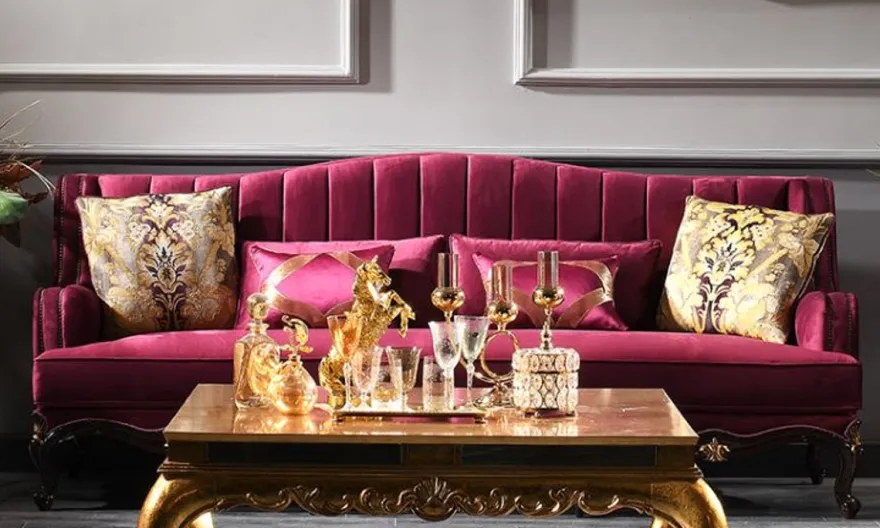 Casa Padrino Luxus Barock Wohnzimmer Set - 2 Sofas & 2 Sessel & 1 Couchtisch - Barock Möbel - Edel & Prunkvoll - Luxus Qualität - Made in Italy