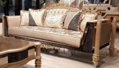 Casa Padrino Luxus Barock Wohnzimmer Sofa Gold / Schwarz / Grau / Gold - Handgefertigtes Barockstil Sofa - Luxus Wohnzimmer Möbel im Barockstil - Barock Möbel - Edel & Prunkvoll