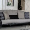 Casa Padrino Luxus Barock Wohnzimmer Sofa Silber / Schwarz - Handgefertigtes Barockstil Sofa mit dekorativen Kissen - Barock Möbel - Luxus Wohnzimmer Möbel im Barockstil - Edel & Prunkvoll