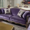 Casa Padrino Luxus Barock Wohnzimmer Sofa Lila / Gold / Silber 220 x 83 x H. 105 cm - Edles Massivholz Sofa mit dekorativen Kissen - Wohnzimmer Möbel im Barockstil