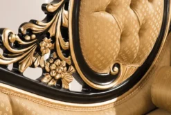 Casa Padrino Luxus Barock Wohnzimmer Set Gold / Schwarz - 2 Sofas & 1 Couchtisch & 2 Beistelltische - Wohnzimmermöbel im Barockstil - Edle Barock Möbel