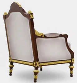 Casa Padrino Luxus Barock Wohnzimmer Sessel Grau / Dunkelbraun / Gold - Handgefertigter Barockstil Sessel - Luxus Wohnzimmer Möbel im Barockstil - Barock Möbel - Edel & Prunkvoll