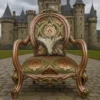 Casa Padrino Luxus Barock Wohnzimmer Sessel mit Muster Grün / Bordeauxrot / Grau / Gold - Handgefertigter Barockstil Sessel - Luxus Wohnzimmer Möbel im Barockstil - Barock Möbel - Edel & Prunkvoll