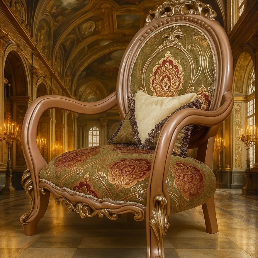 Casa Padrino Luxus Barock Wohnzimmer Sessel mit Muster Grün / Bordeauxrot / Grau / Gold - Handgefertigter Barockstil Sessel - Luxus Wohnzimmer Möbel im Barockstil - Barock Möbel - Edel & Prunkvoll