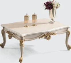 Casa Padrino Luxus Barock Wohnzimmer Set Braun / Silber / Weiß / Gold - 2 Sofas & 2 Sessel & 1 Couchtisch - Handgefertigte Wohnzimmer Möbel im Barockstil - Edel & Prunkvoll