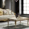 Casa Padrino Luxus Barock Wohnzimmer Set Grau / Weiß / Braun / Gold - 2 Sofas mit Muster & 2 Sessel mit Muster & 1 Couchtisch - Prunkvolle Barock Wohnzimmer Möbel