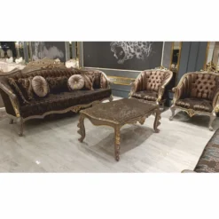 Casa Padrino Luxus Barock Wohnzimmer Sofa Schwarz / Grau / Gold 241 cm - Barock Möbel